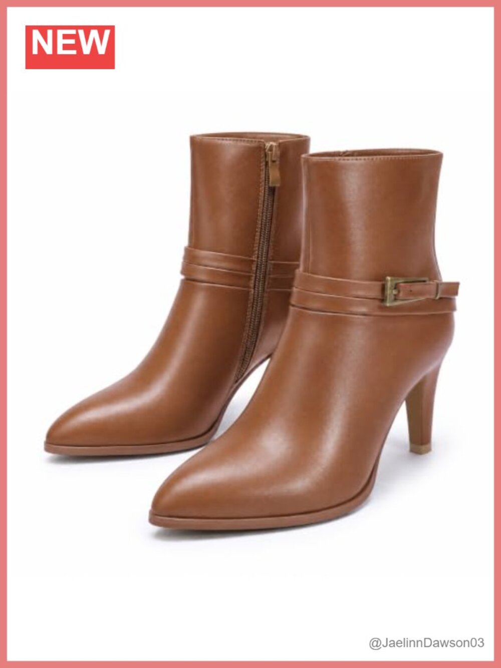 Women's Pointed Toe Ankle Boots High Heel PU Leather Block Heel Booties